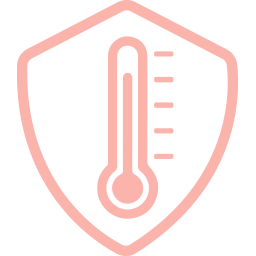 A shield-shaped icon with a thermometer inside.