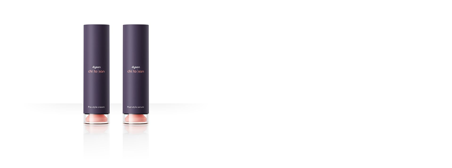 Dyson Chitosan styling products sitting side by side.
