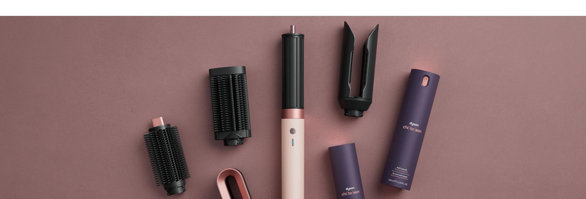 Dyson Chitosan Styling range and Airwrap Co-anda2x multi-styler with a range of attachments.