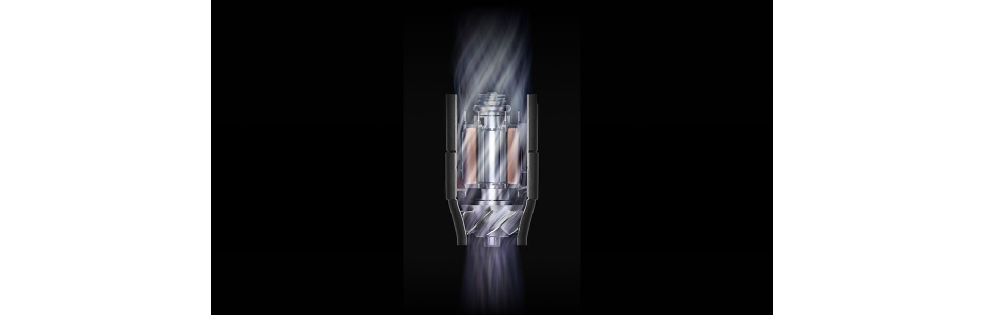 Cutaway showing the powerful Dyson Hyperdymium 2 motor in the Airwrap Co-anda2x multi-styler and dryer.