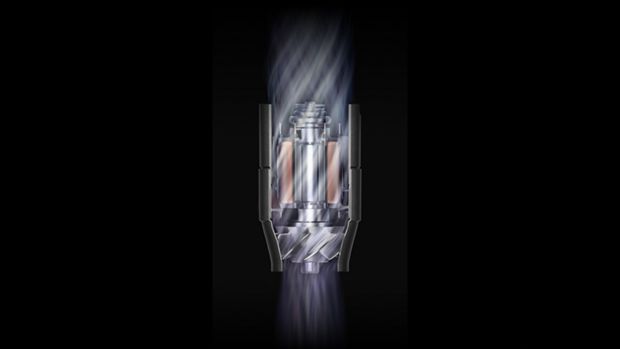 Cutaway showing the powerful Dyson Hyperdymium 2 motor in the Airwrap Co-anda2x multi-styler and dryer.