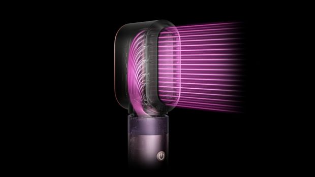 Pink overlays show the powerful airflow from the Fast dryer 2x attachment.