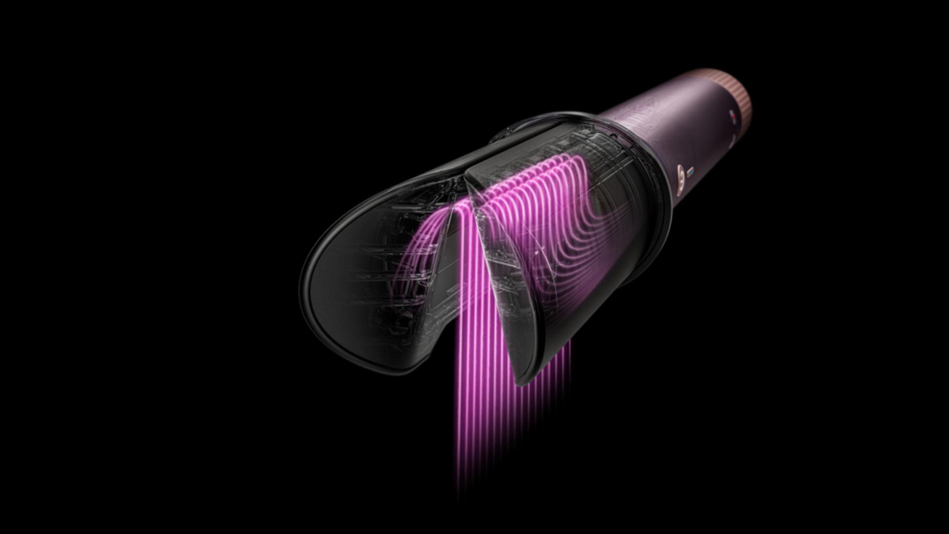 Pink overlays show the airflow within the arms of the Airsmooth2x attachment.