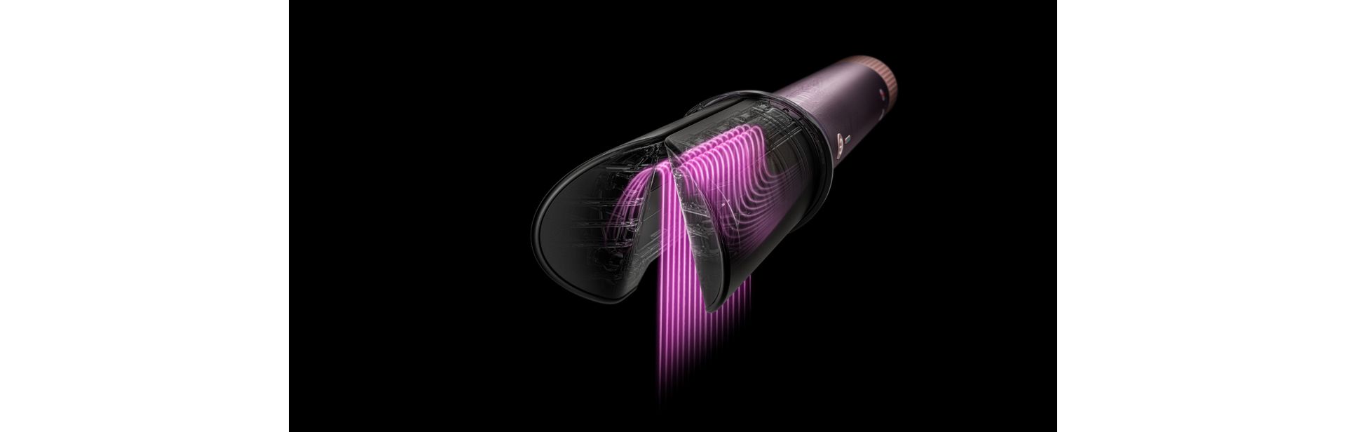 Pink overlays show the airflow within the arms of the Airsmooth2x attachment.