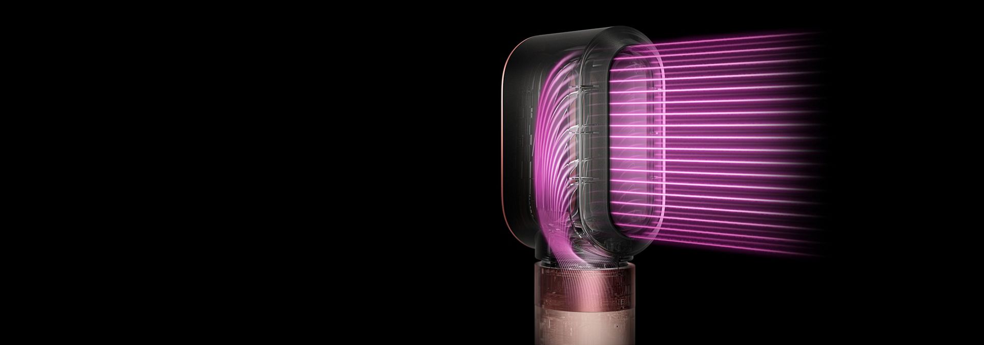The Dyson Airwrap Co-anda2x multi-styler and dryer with pink graphics showing the powerful airflow.