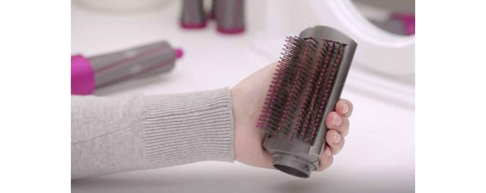 Brush being held.