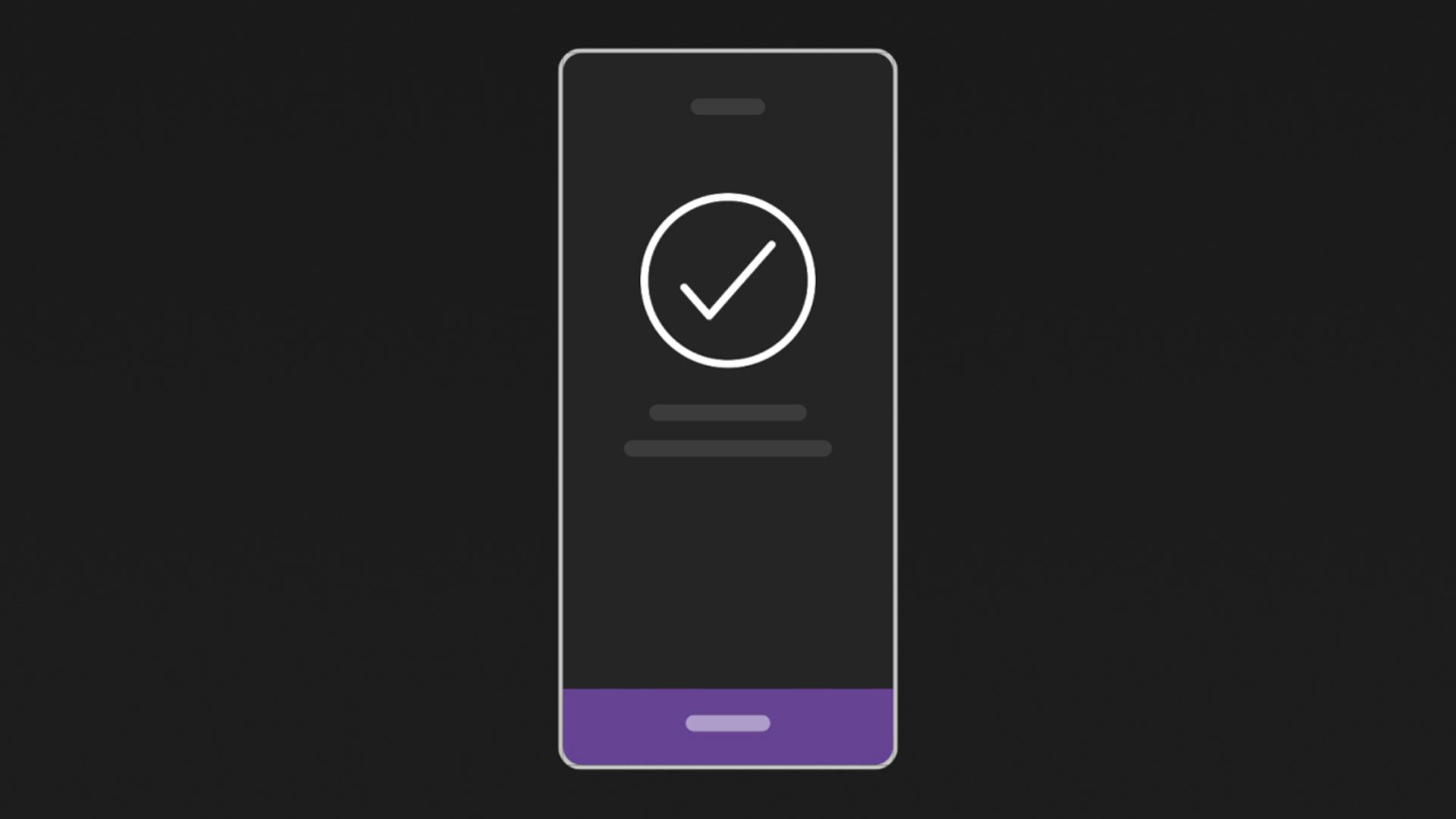 電話屏幕上有剔號圖標。