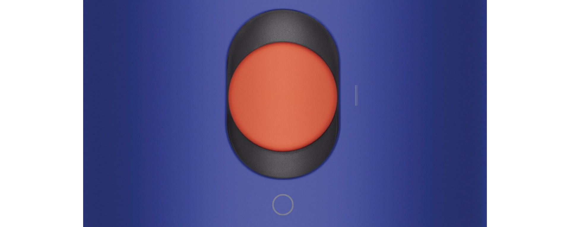 An extreme close-up shot of the power button.