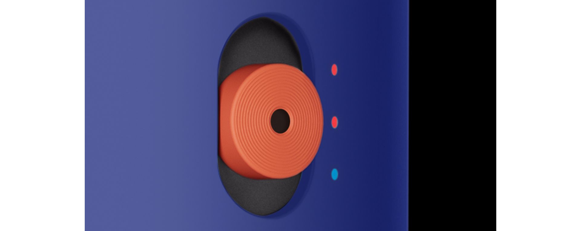 An extreme close-up shot of the temperature button.
