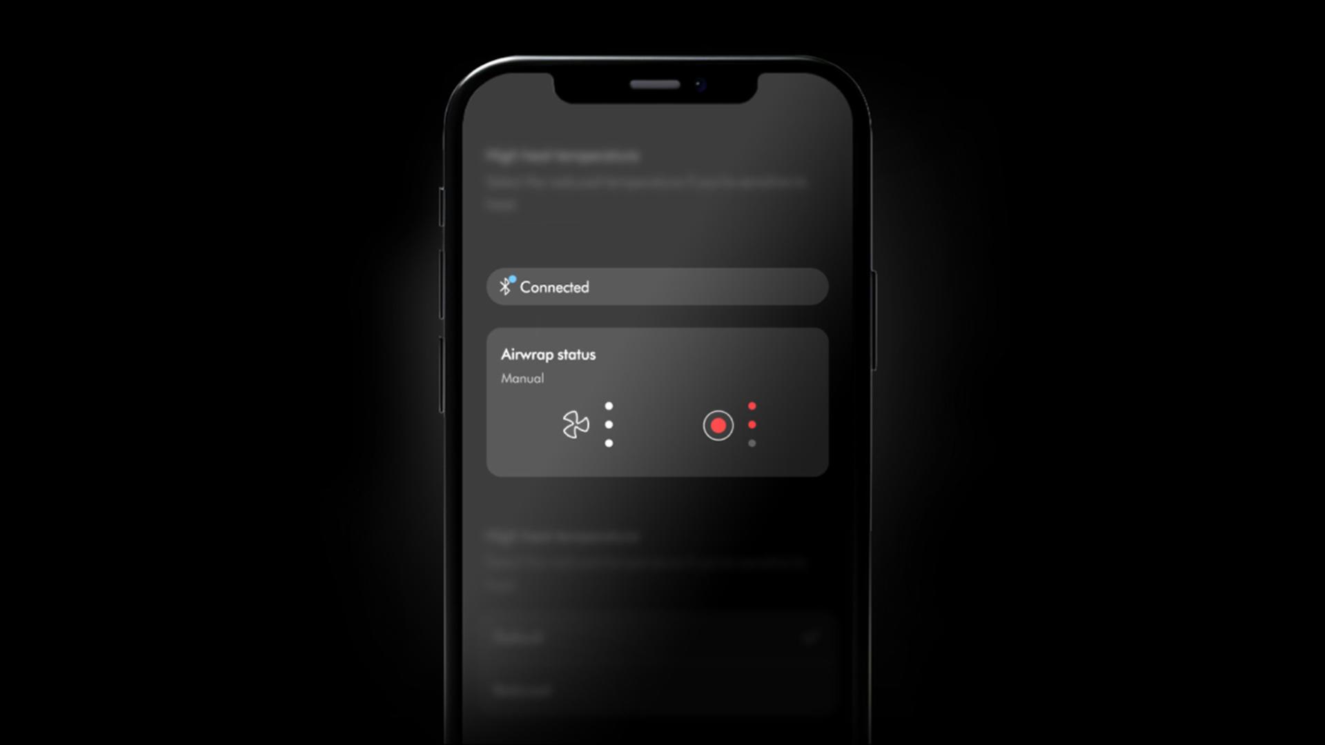 電話屏幕顯示在 MyDyson™ 應用程式中的實時設定。