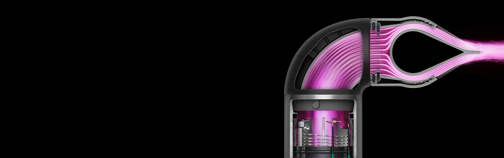 İnce uçlu şekillendirici başlığın içinden geçen hava.