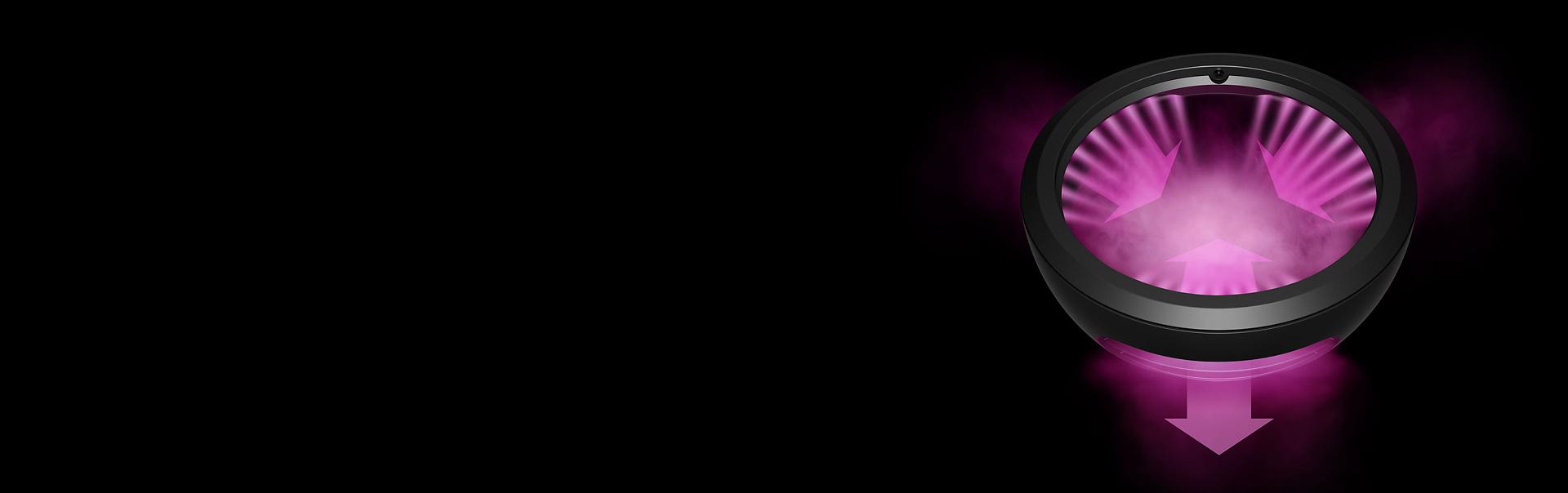 Pink airflow coming in and out of the diffuser.