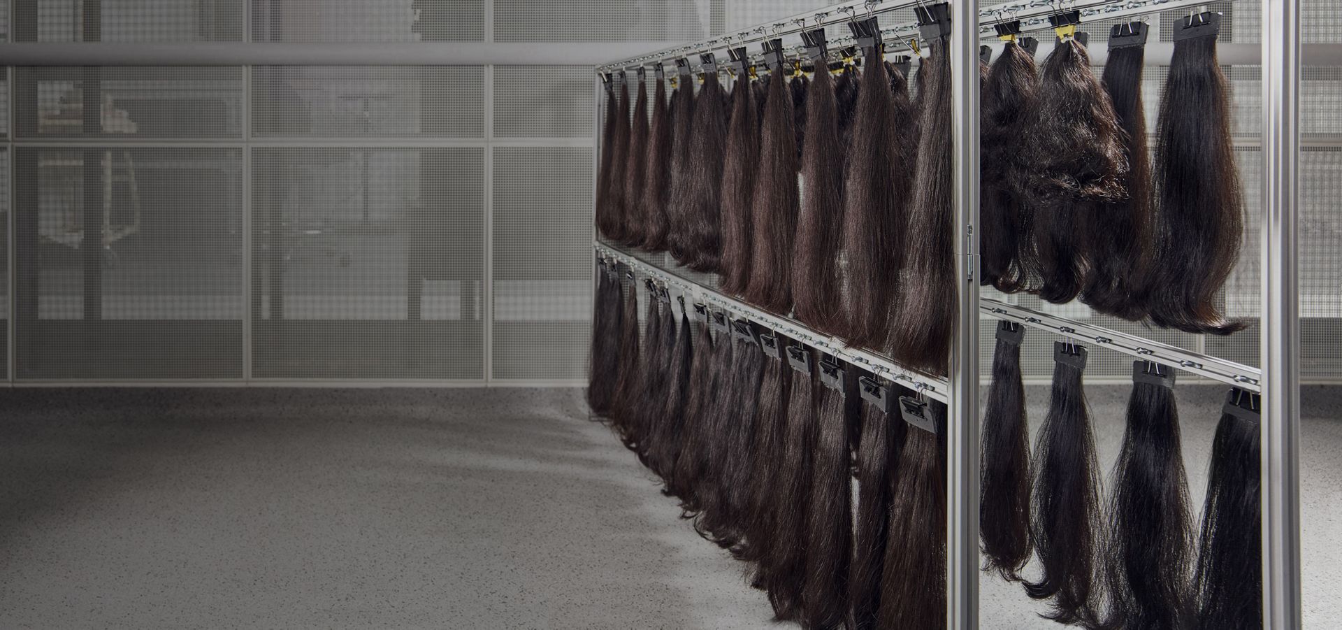 Rows of hair tresses for testing