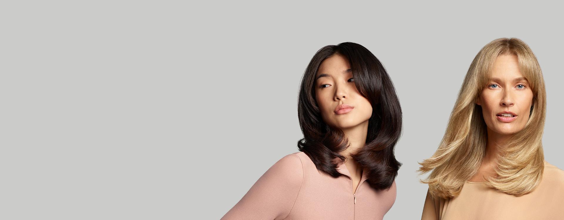 Models with Type 1 and Type 2 hair