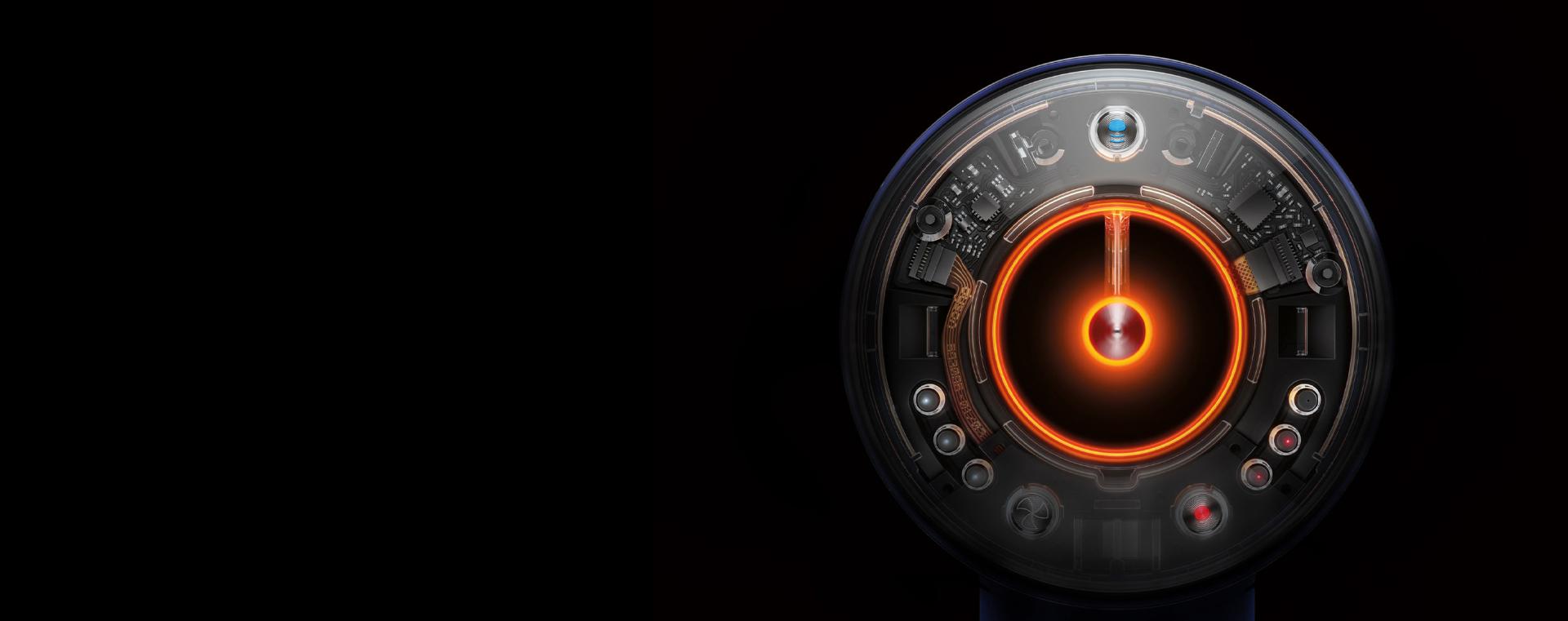 Close-up of capsule glowing to indicate air temperature