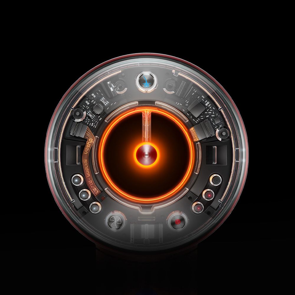 The Dyson Supersonic Nural hair dryer’s clear end cap.