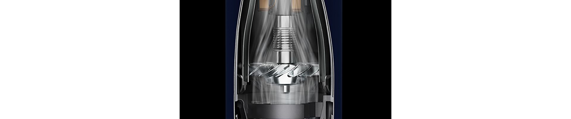 Slika tehnologije motora unutar drške sušila za kosu Dyson Supersonic Nural.