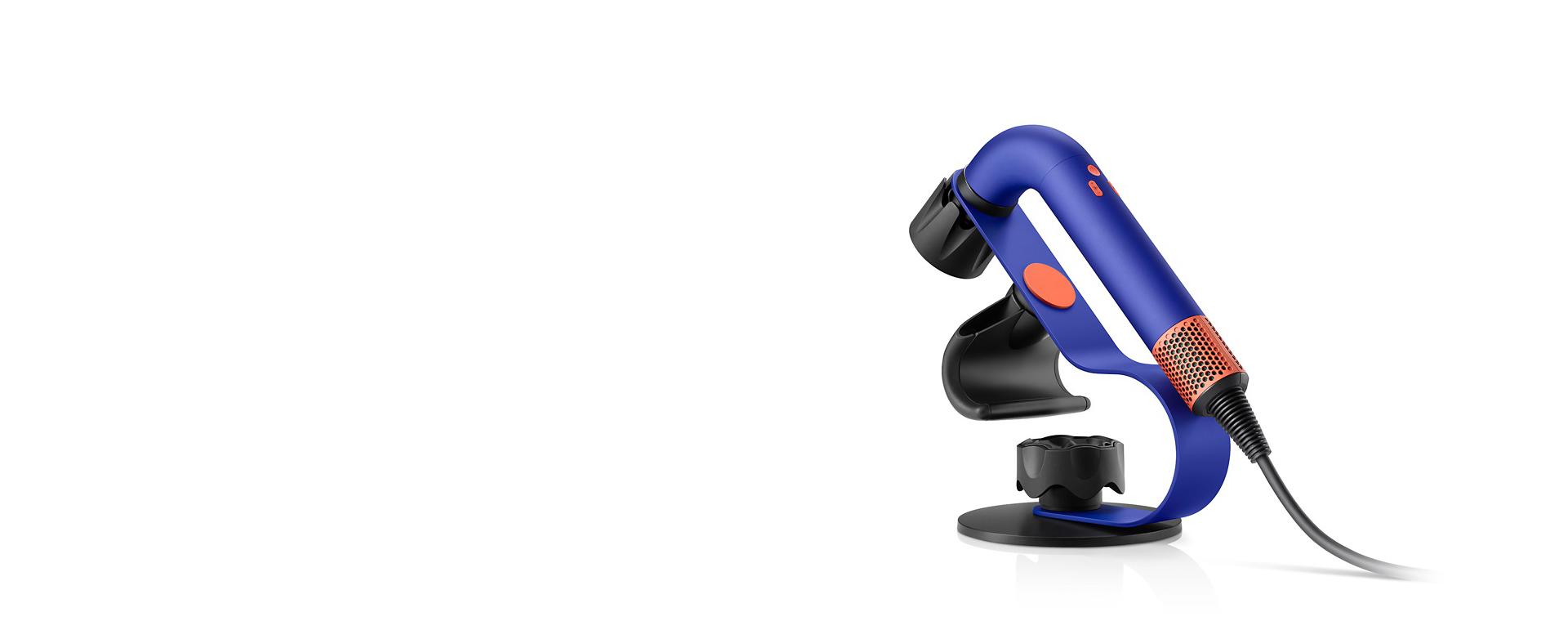 Display stand with Dyson Supersonic r with pro concentrator, flyaway attachment and gentle air attachment.