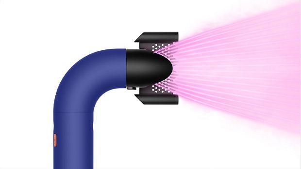 Smoothing nozzle projecting airflow.