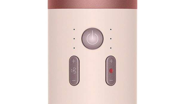 The buttons to control temperature and airflow on the Dyson Supersonic r hair dryer.