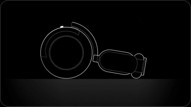 Grafika przedstawiająca słuchawki Dyson OnTrac leżące na powierzchni.