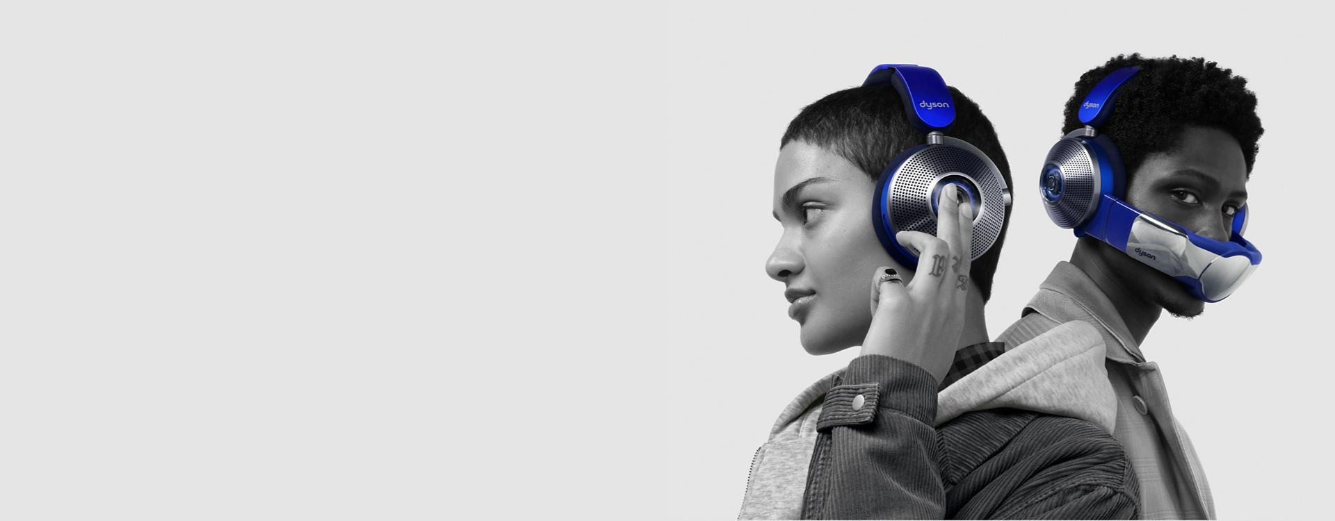 Woman wearing Dyson Zone air-purifying headphones