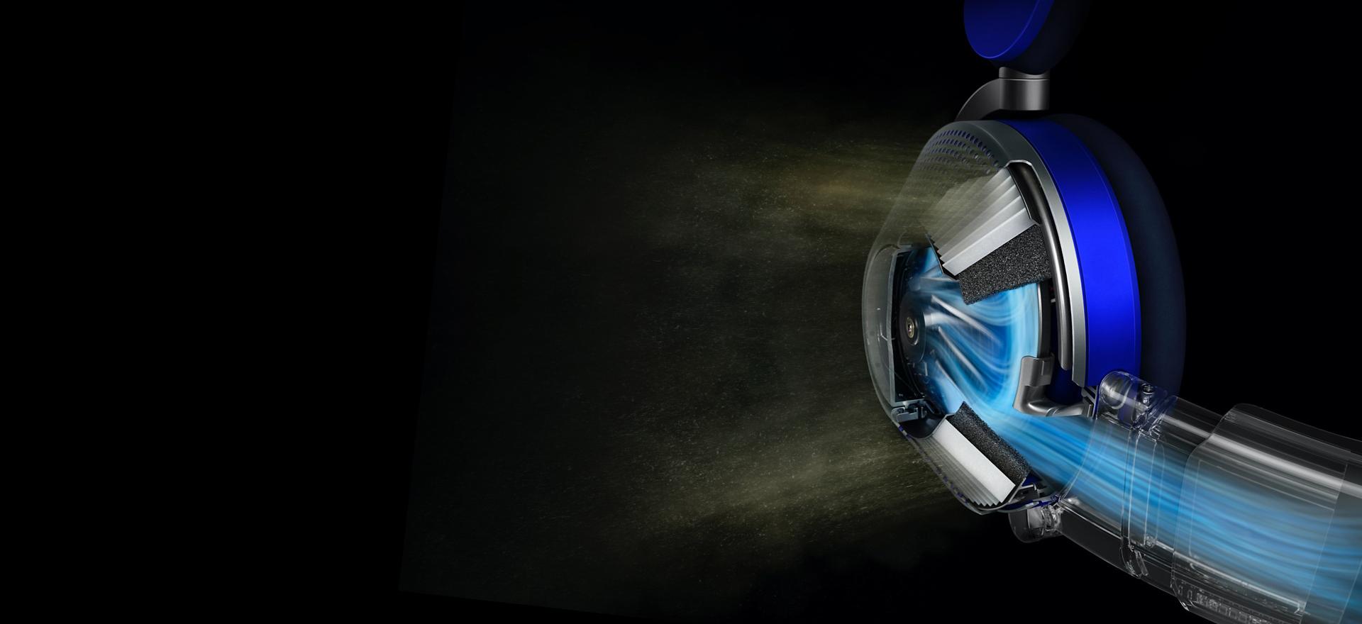 Filter with graphic of pollution being drawn in.