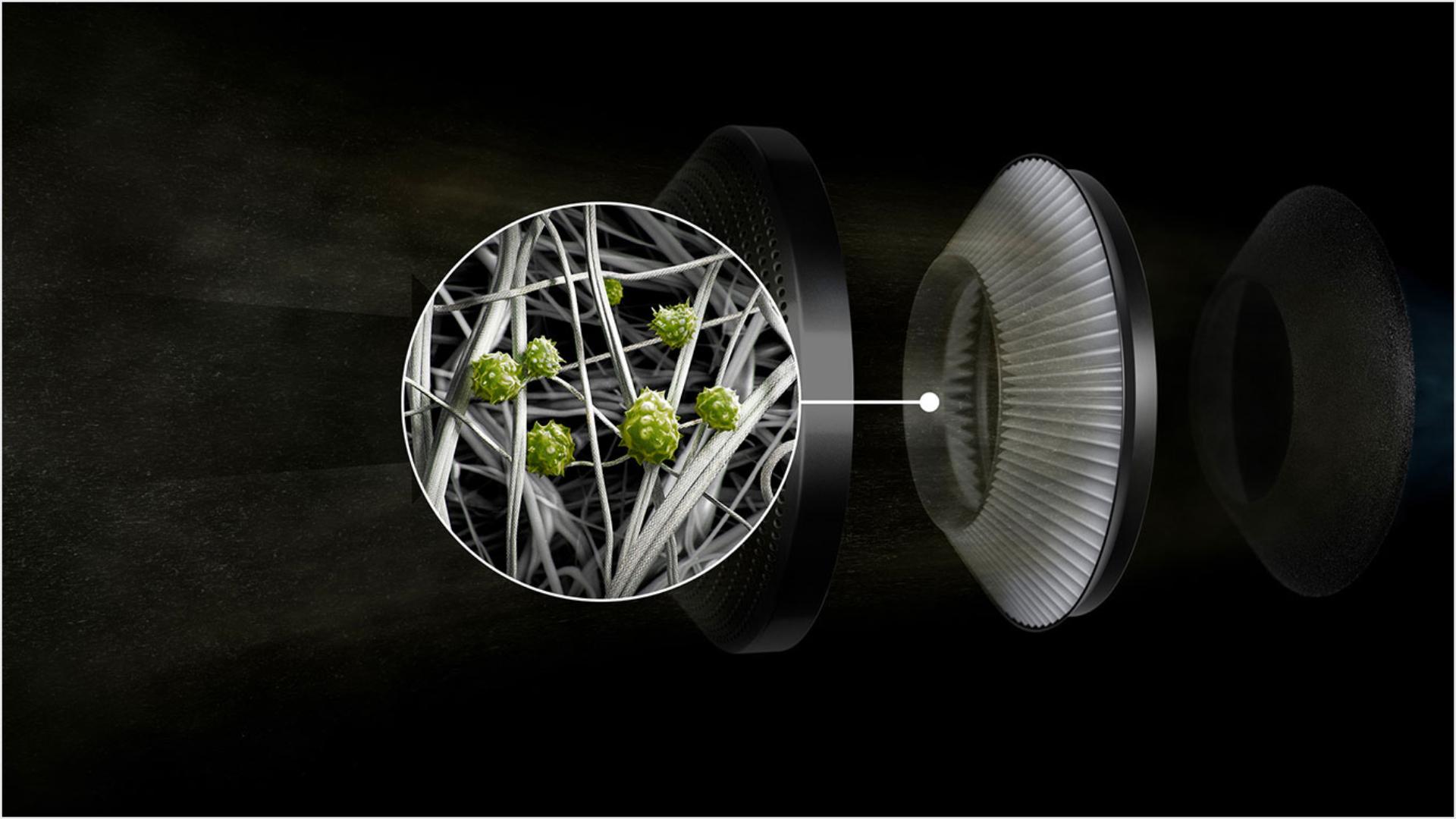 Close-up of the electrostatic filter.