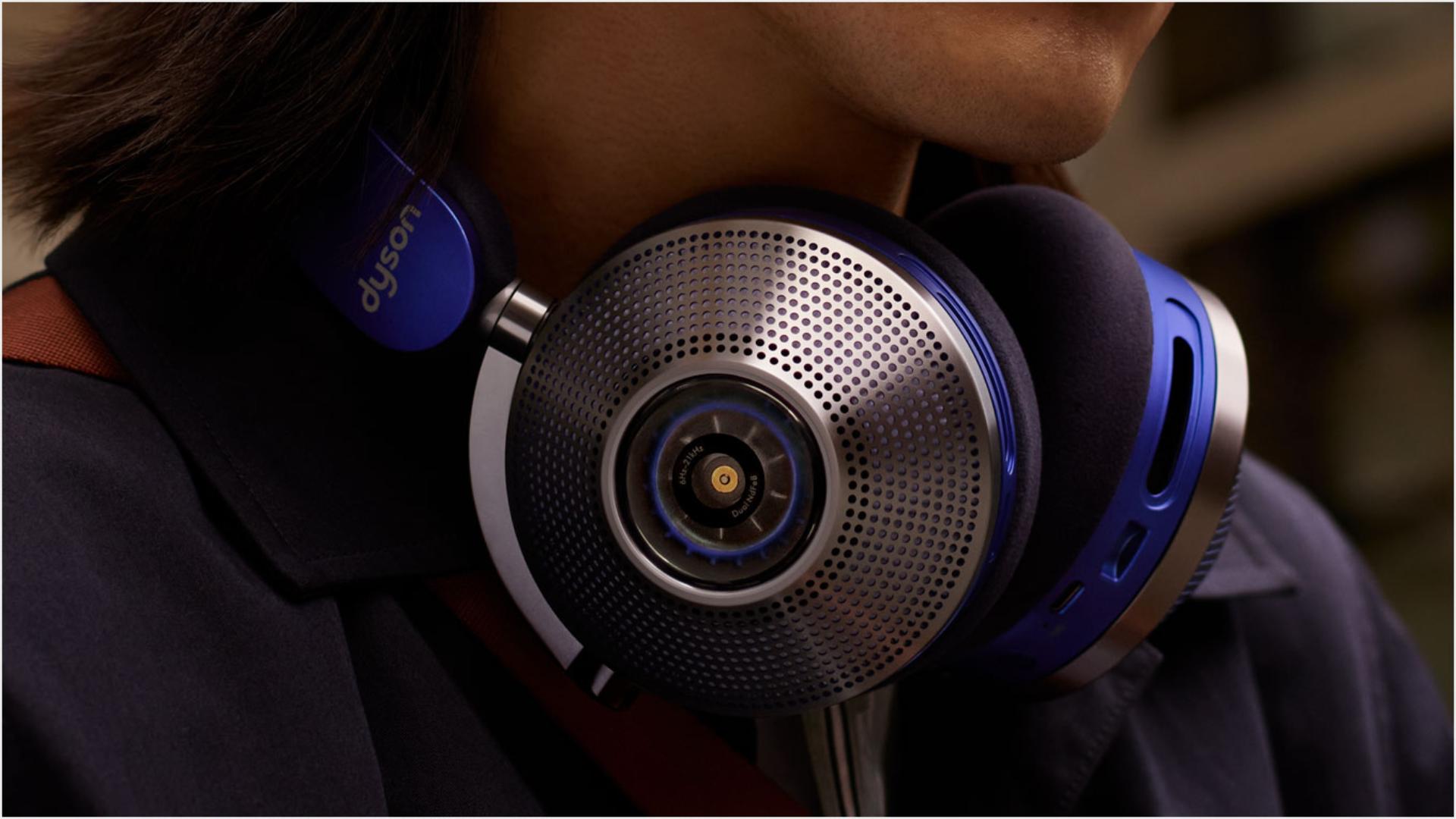 Man wearing Dyson Zone noise-cancelling headphones
