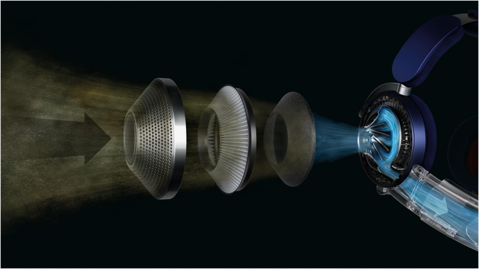 Exploded filter from headphones ear cup.