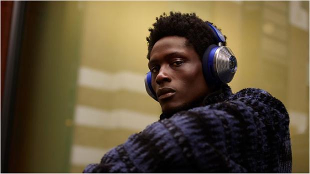 Man wearing Dyson Zone noise-cancelling headphones