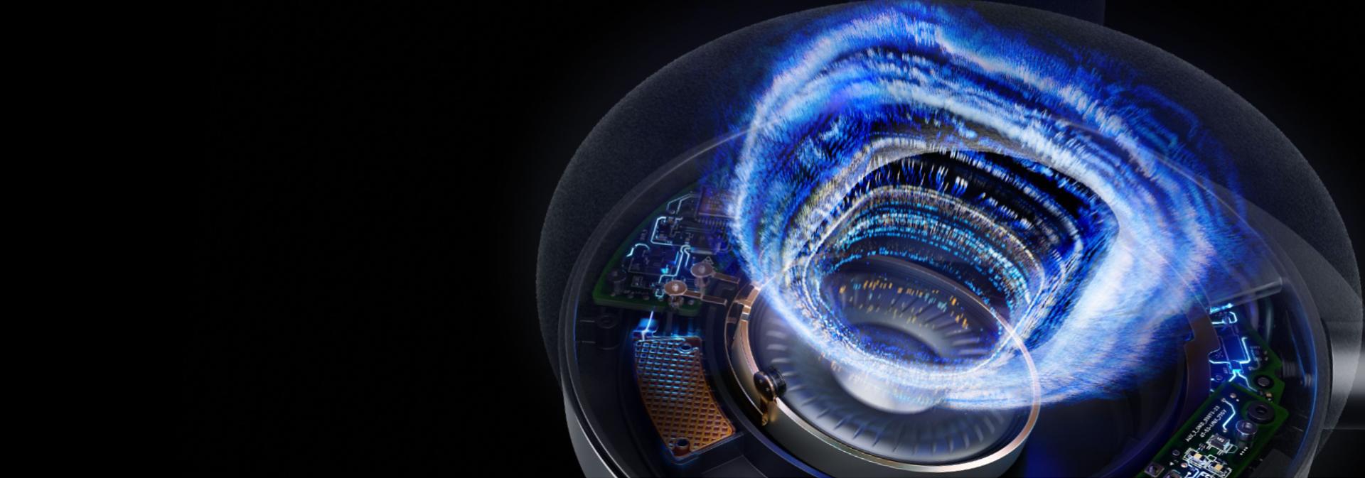 Dyson OnTrac wireless headphones cutaway showing the Digital Signal Processor.