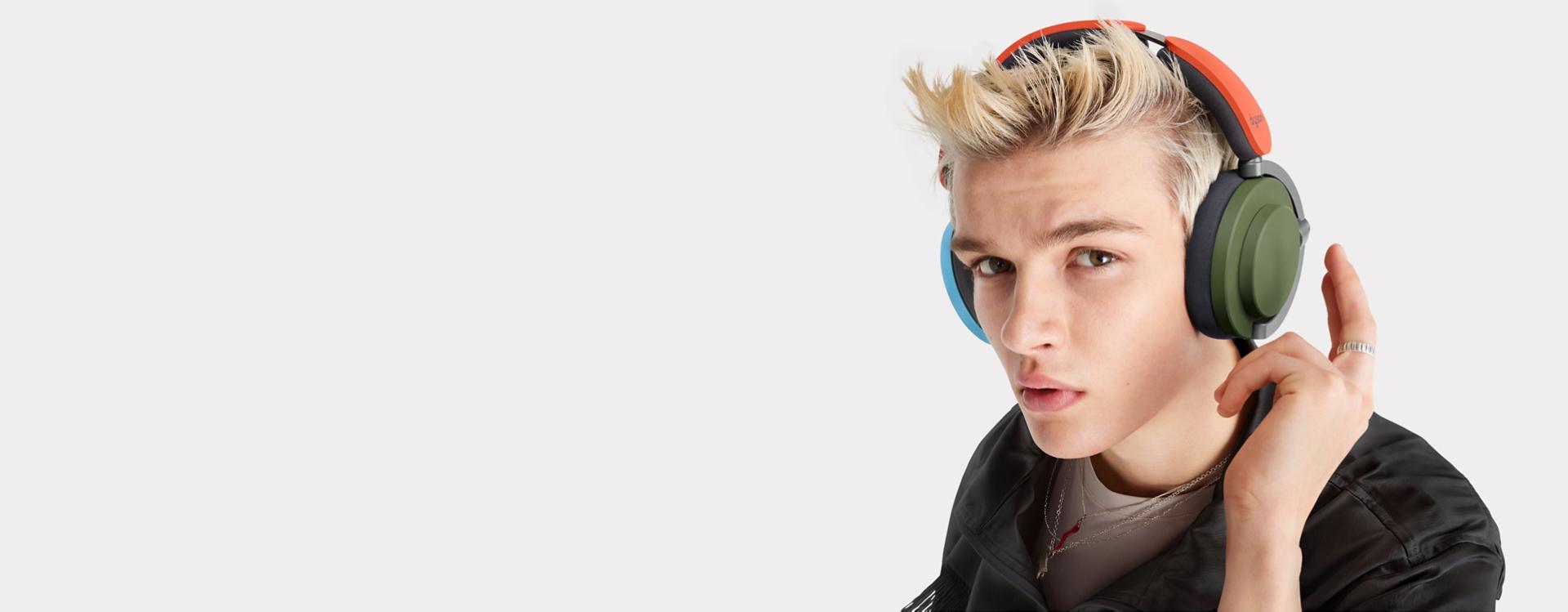 Dyson OnTrac wireless headphones with customised ear cap and cushion colours.