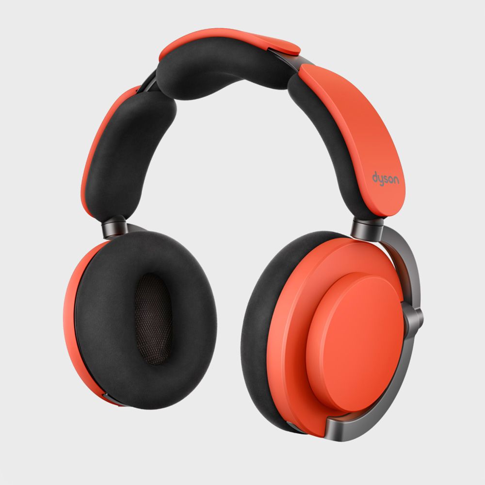Dyson OnTrac wireless headphones in the Ceramic Cinnabar colourway.