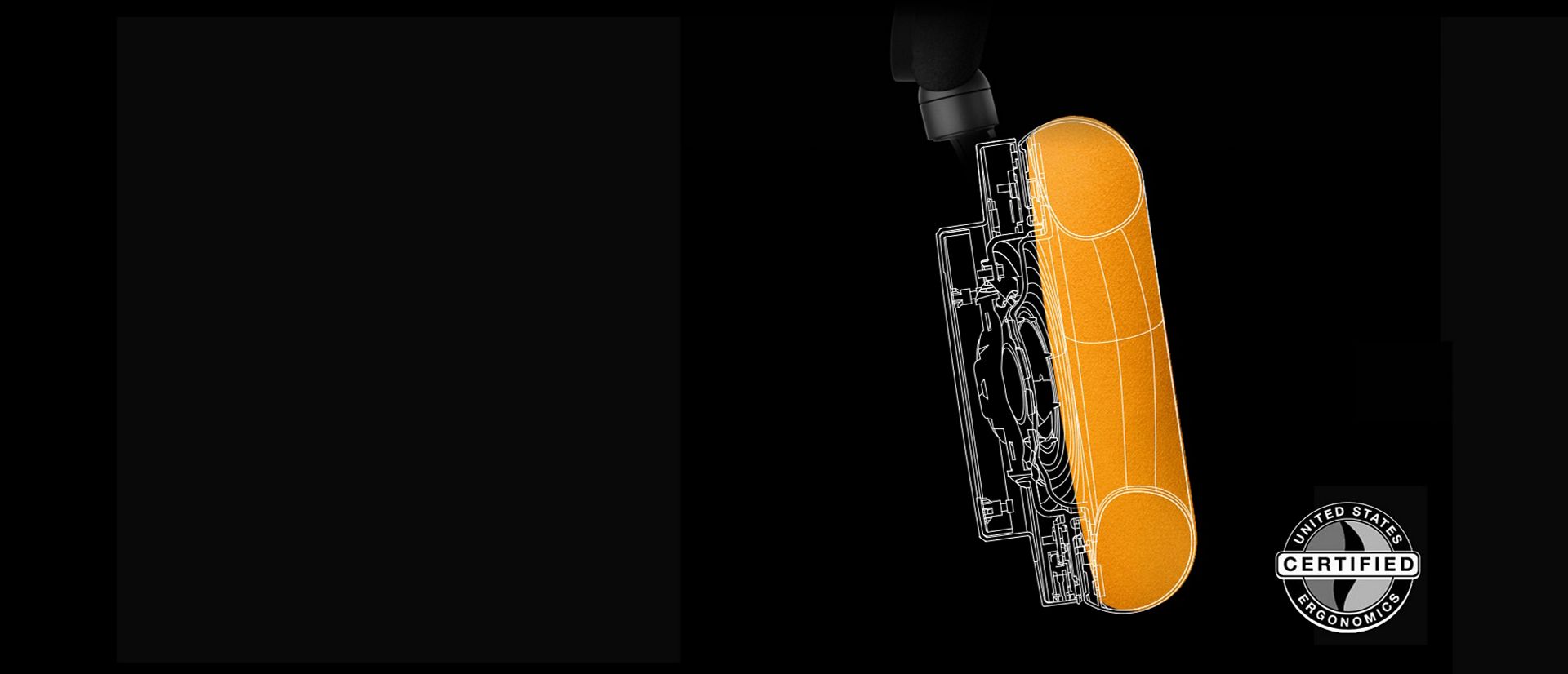 A drawing of a cut-out of the Dyson OnTrac headphones.