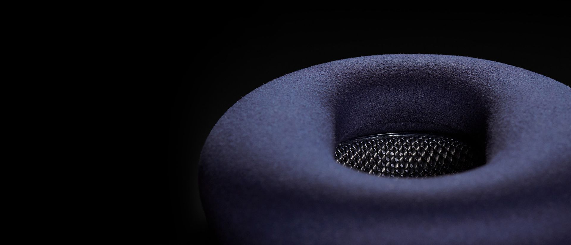 A close-up shot of an ear cushion for the Dyson OnTrac headphones.