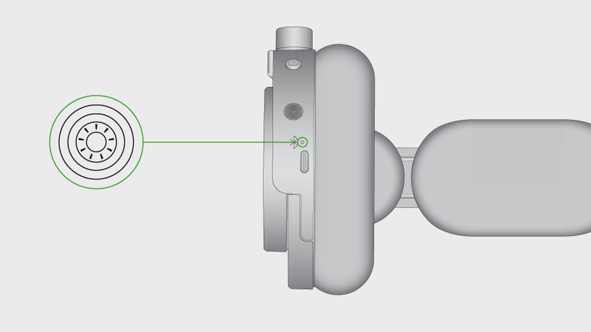A drawing demonstrating how the Dyson OnTrac LED operates while an update is installing.