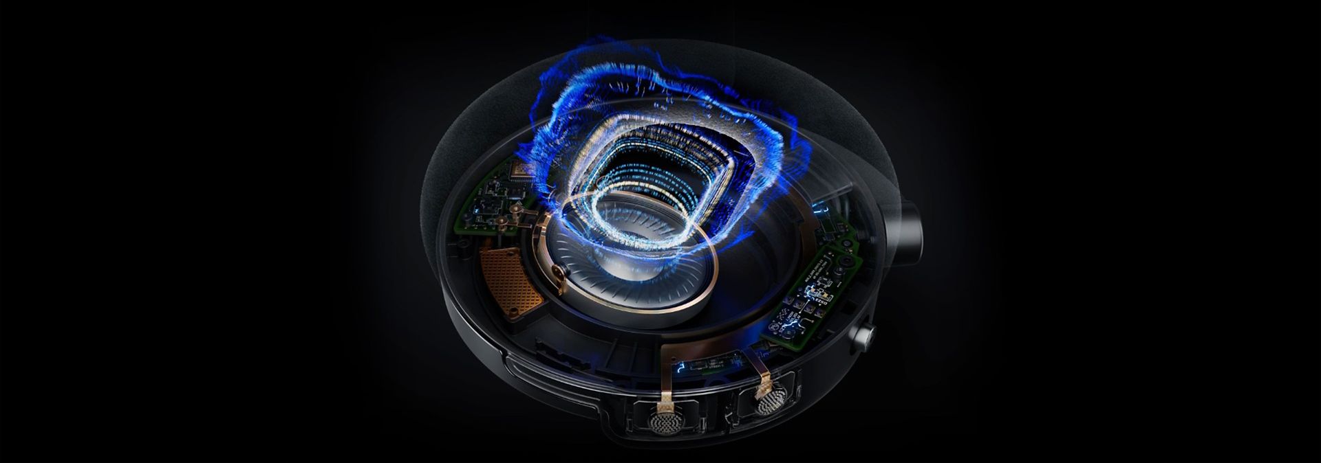 A cutaway image showing the technology inside the OnTrac earcup.