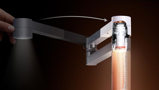 Animație a proprietarului care arată schimbarea unghiului luminii Dyson Solarcycle Morph.