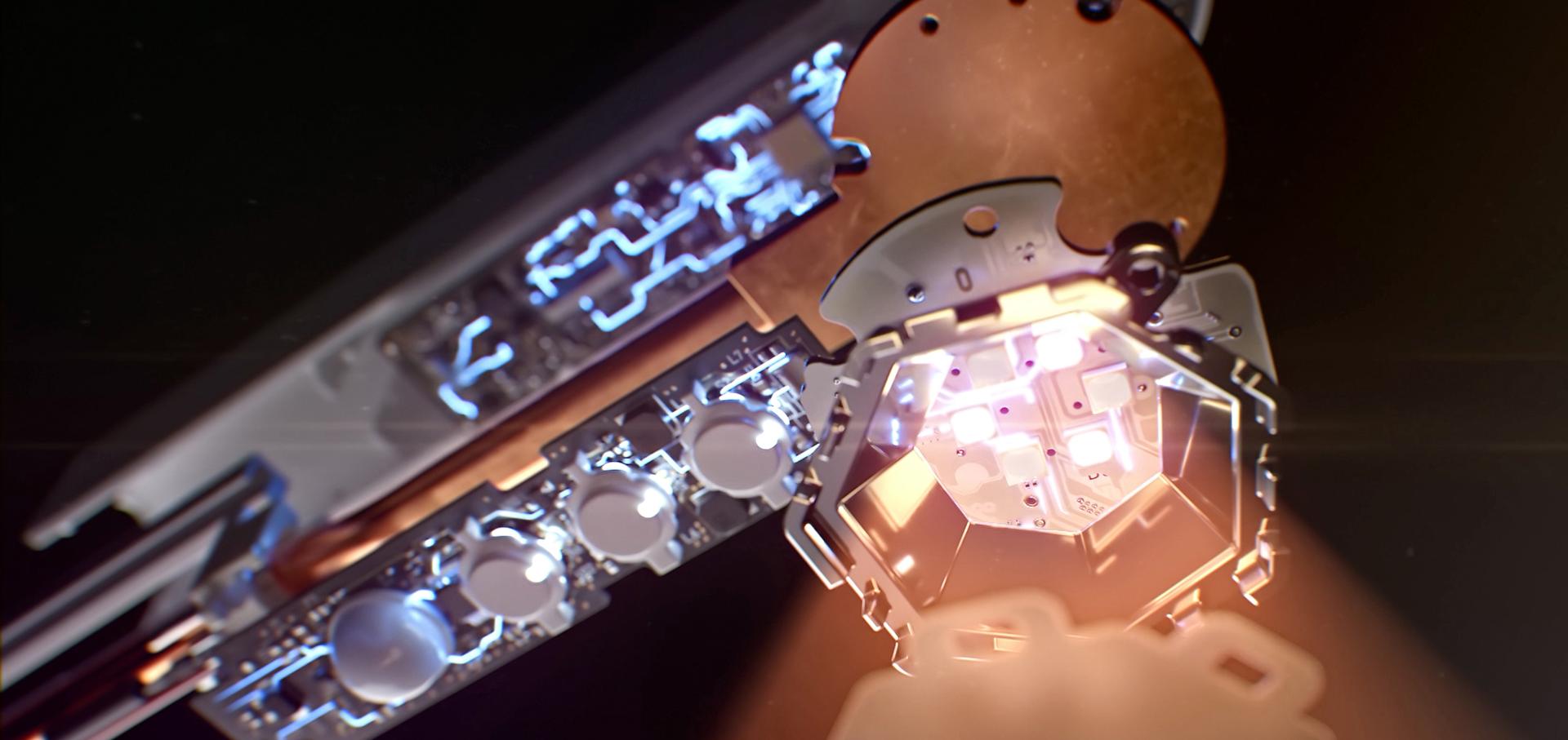 klatka z filmu o technologii lampy Dyson Solarcycle Morph