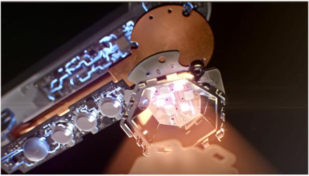 Close up of the sensor system in the intelligent optical head