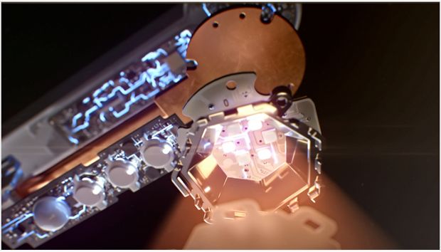 Close up of the sensor system in the intelligent optical head