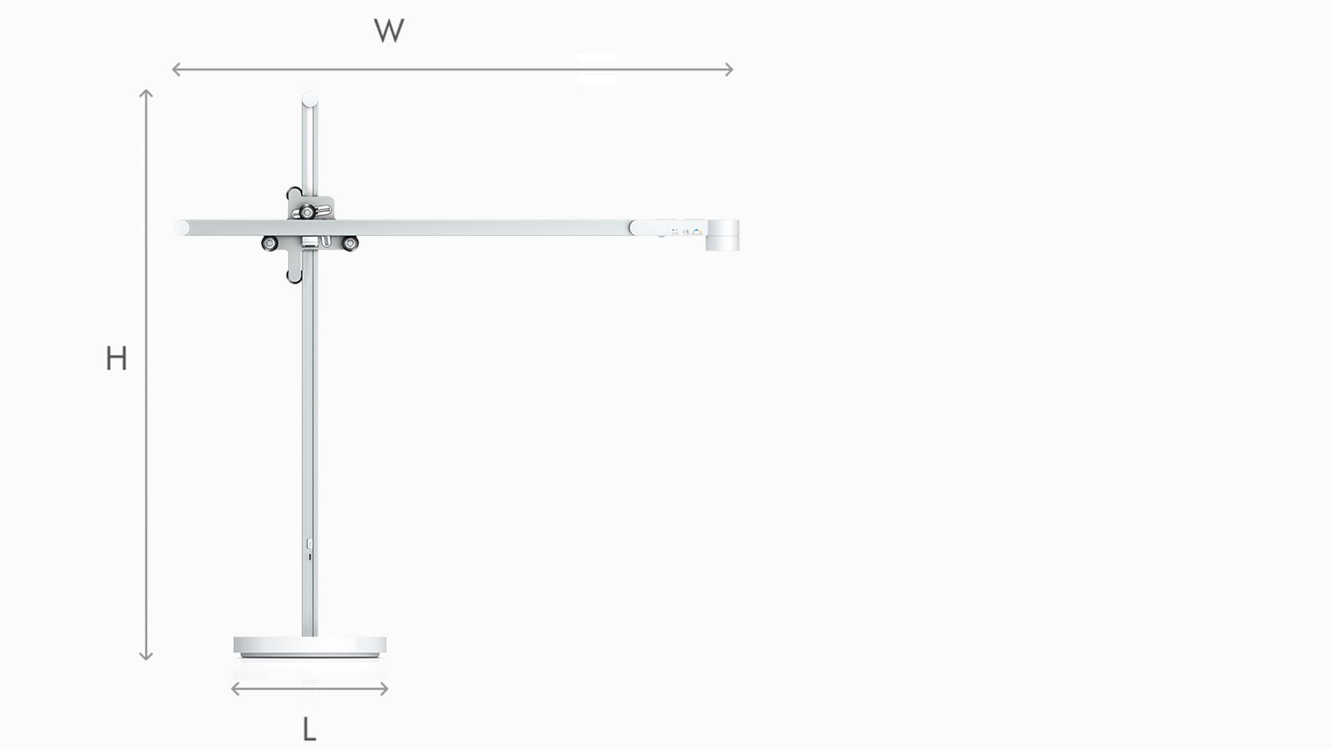 Illustration of Dyson Lightcycle task light white dimensions