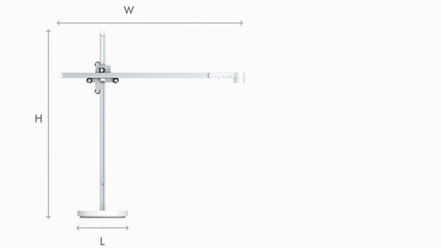 Illustration of Dyson Lightcycle task light white dimensions