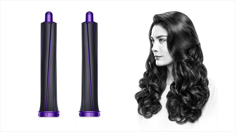 Modeladores cilíndricos compridos Airwrap™ com 30 mm (Preto/Púrpura)
