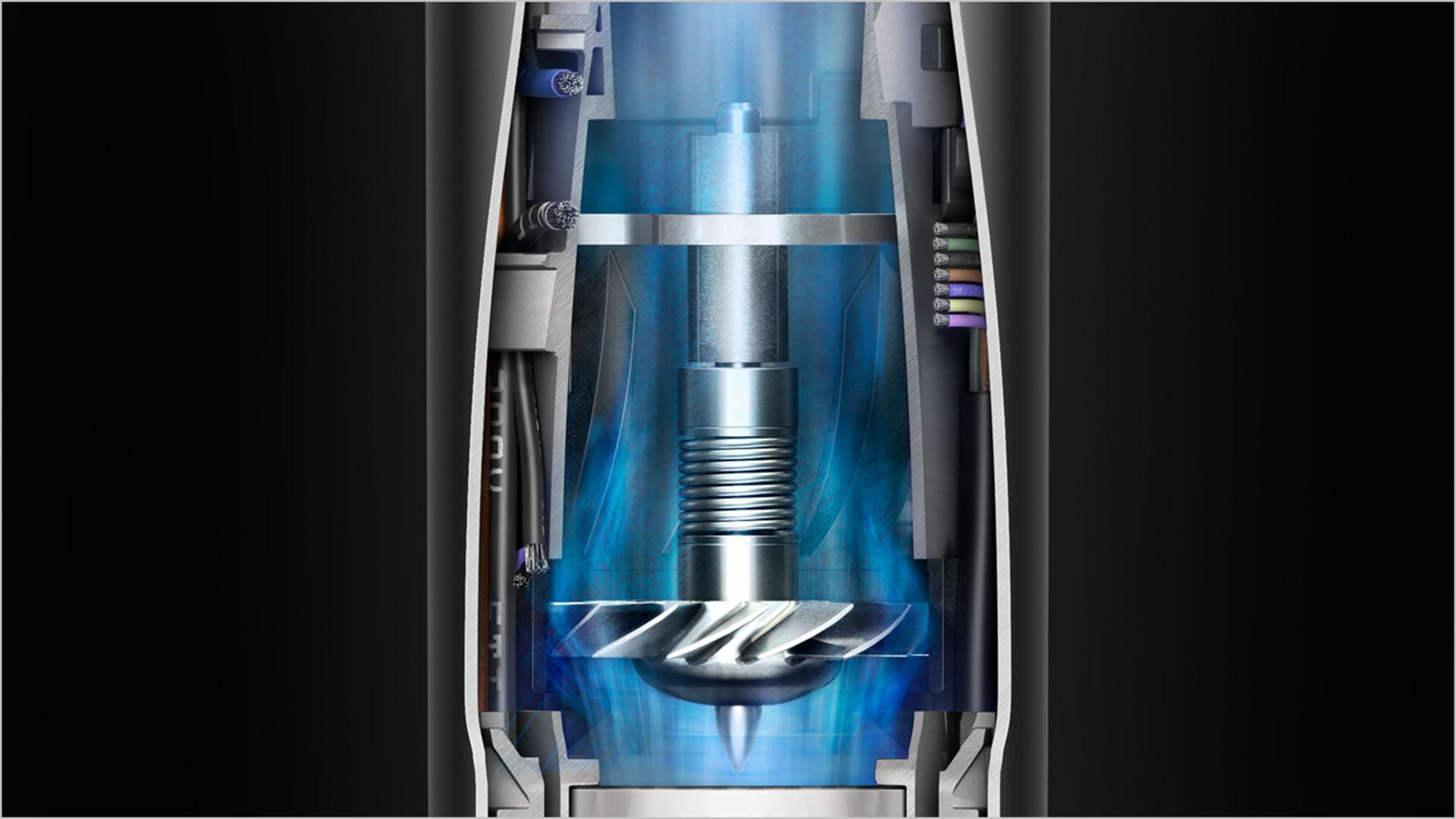 Detailní záběr digitálního motoru V9