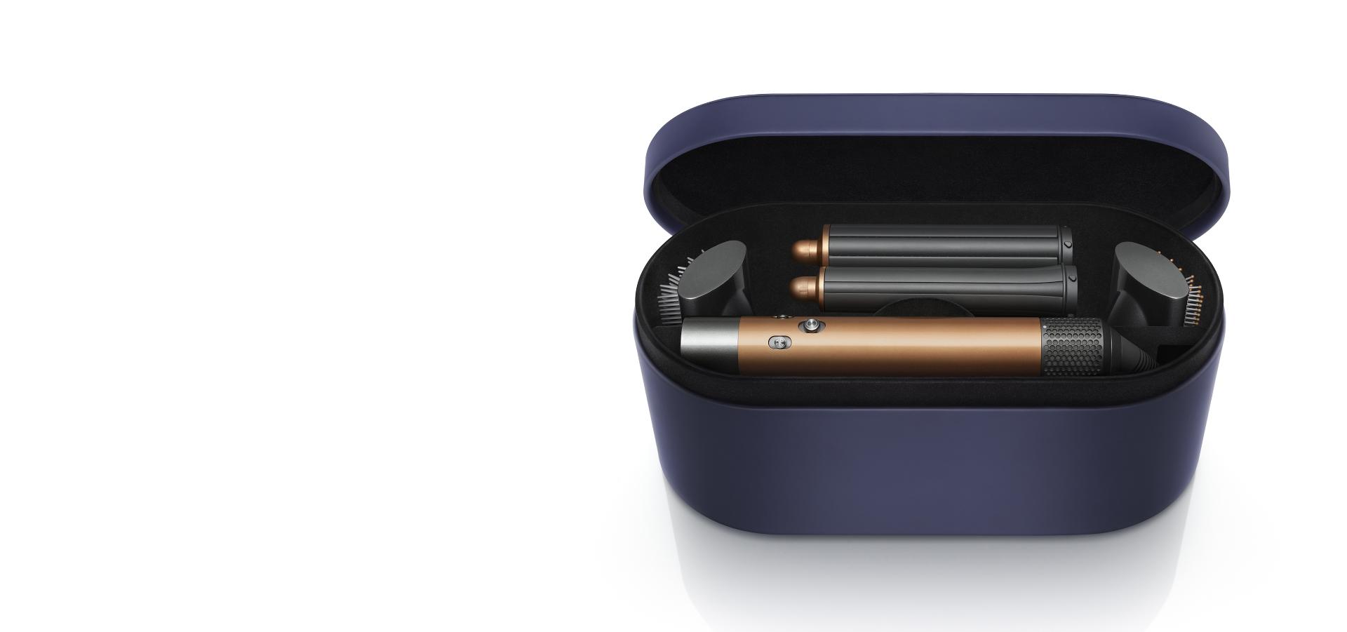 Dyson presentation case containing Dyson Airwrap multi-styler and attachments