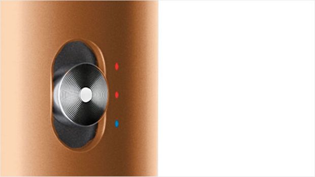 Close-up of heat control button on Dyson Airwrap