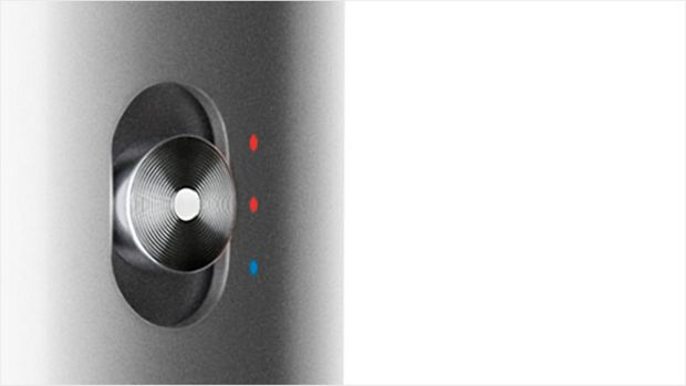Close-up of heat control button on Dyson Airwrap