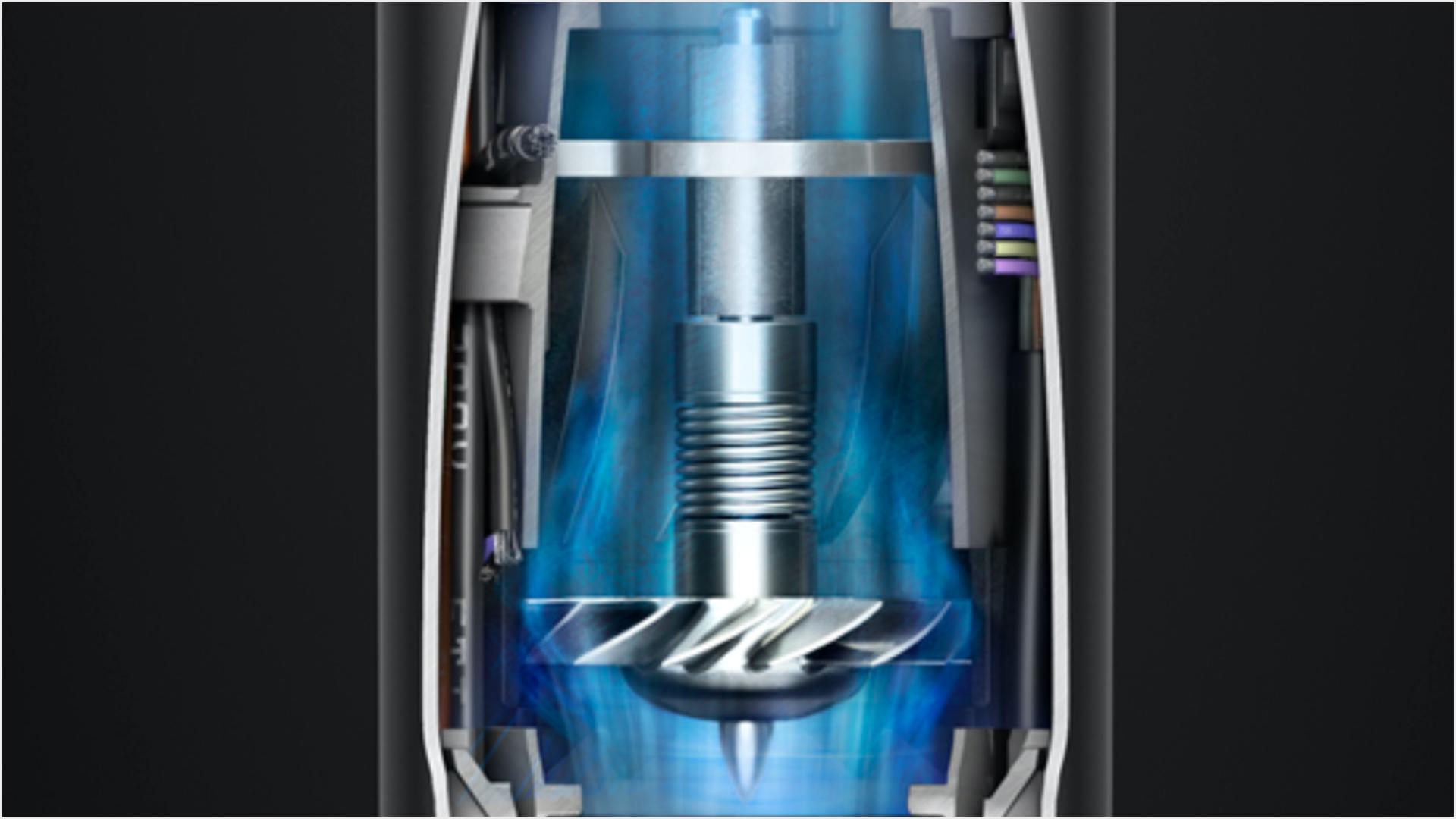 Cutaway of the Dyson Airwrap's powerful motor